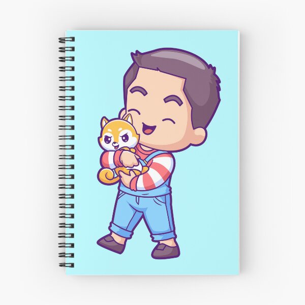 Item preview, Cute Boy Holding Shiba Inu Dog Cartoon Vector Icon designed and sold by hjian8219.