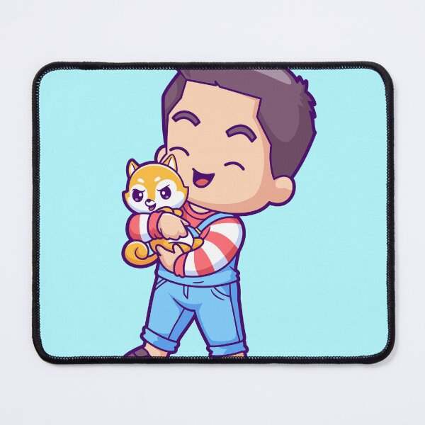 Item preview, Cute Boy Holding Shiba Inu Dog Cartoon Vector Icon designed and sold by hjian8219.