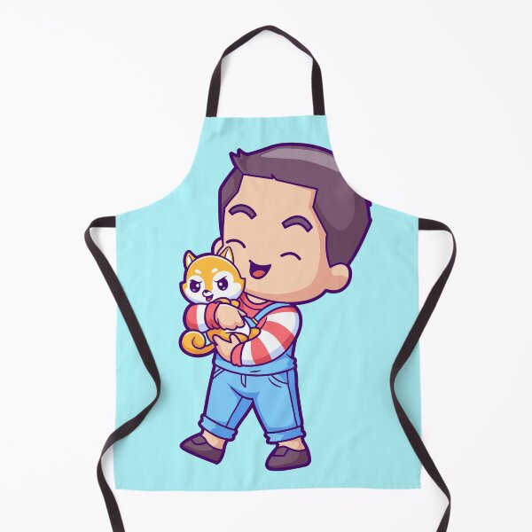 Item preview, Cute Boy Holding Shiba Inu Dog Cartoon Vector Icon designed and sold by hjian8219.