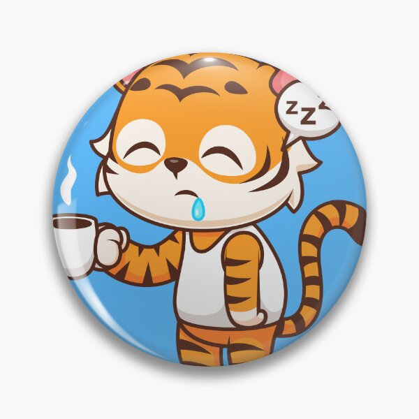 Item preview, Cute Sleepy Tiger Holding Coffee Cartoon Vector Icon designed and sold by hjian8219.