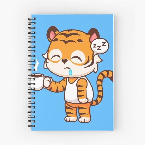 Item preview, Cute Sleepy Tiger Holding Coffee Cartoon Vector Icon designed and sold by hjian8219.