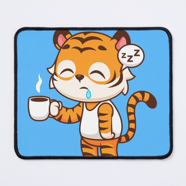 Item preview, Cute Sleepy Tiger Holding Coffee Cartoon Vector Icon designed and sold by hjian8219.
