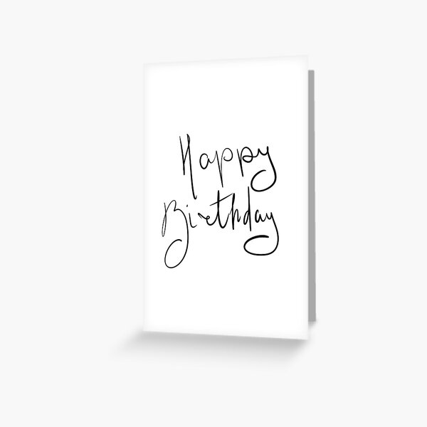 Item preview, Lettering phrase: "Happy Birthday", black and white illustration designed and sold by Karyna Hordetska.