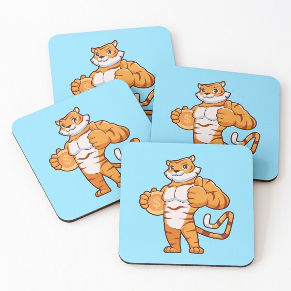 Item preview, Muscular Tiger Holding Gold Coin Cartoon Vector Icon designed and sold by hjian8219.