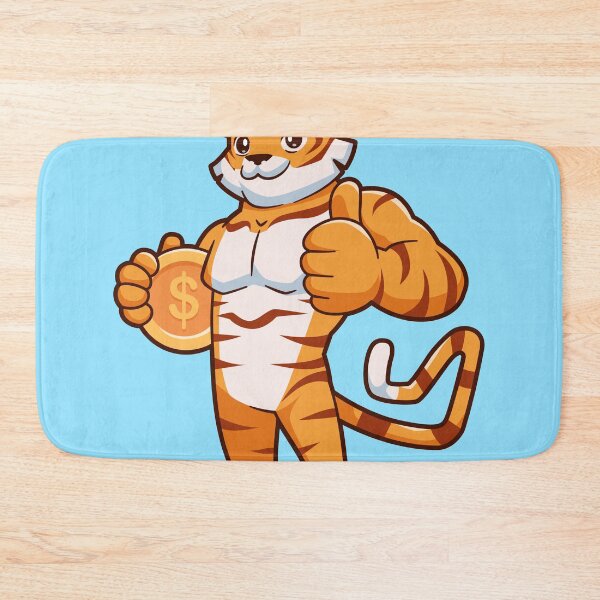 Item preview, Muscular Tiger Holding Gold Coin Cartoon Vector Icon designed and sold by hjian8219.