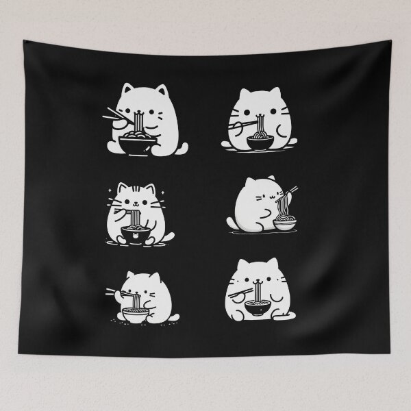Item preview, Fat cat eating ramen designed and sold by thobealtaf.