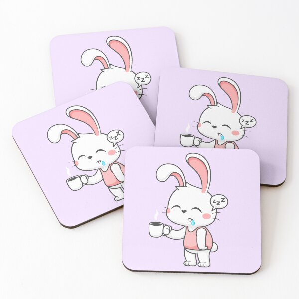 Item preview, Cute Rabbit Sleepy Holding Coffee Cartoon Vector Icon designed and sold by hjian8219.