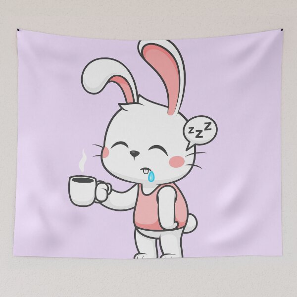Item preview, Cute Rabbit Sleepy Holding Coffee Cartoon Vector Icon designed and sold by hjian8219.