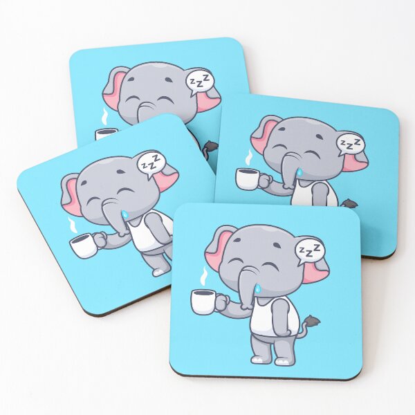 Item preview, Cute Sleepy Elephant Holding Coffee Cartoon Vector Icon designed and sold by hjian8219.