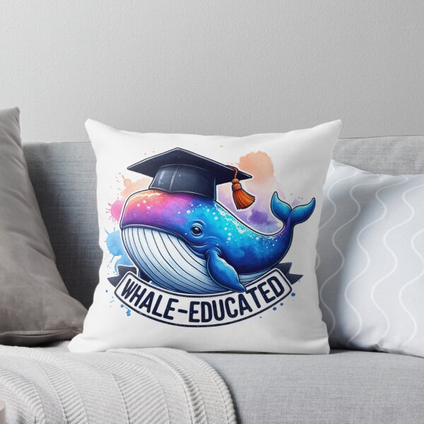 Artikelvorschau, Gut ausgebildet "Whale-Educated" - Süßes lustiges Abschlussgeschenk, hochgebildet, Bachelor, Phd, Master - Aquarelldesign entworfen und verkauft von Fun-N-Cool-Tees.