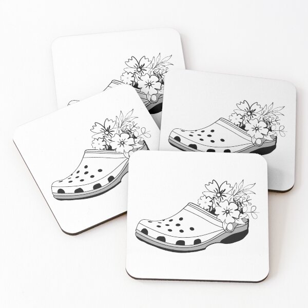Item preview, B&W Walking On Flowers, Crocs designed and sold by Here-We-Go.