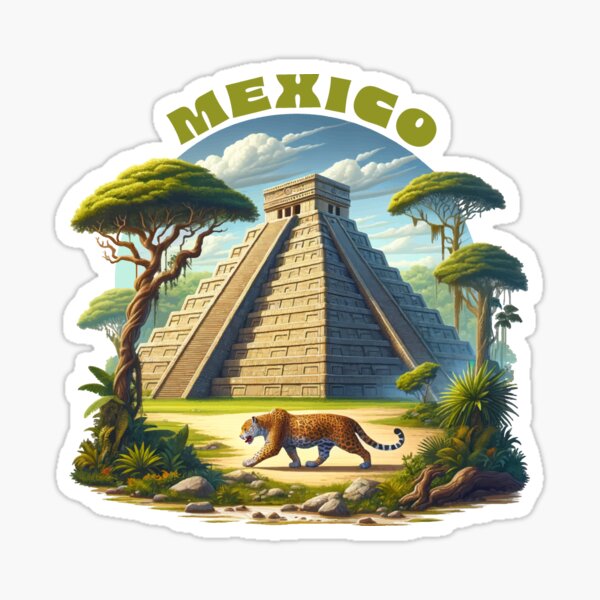 Item preview, Mayan pyramid and jaguar Mexico designed and sold by NPStudio.