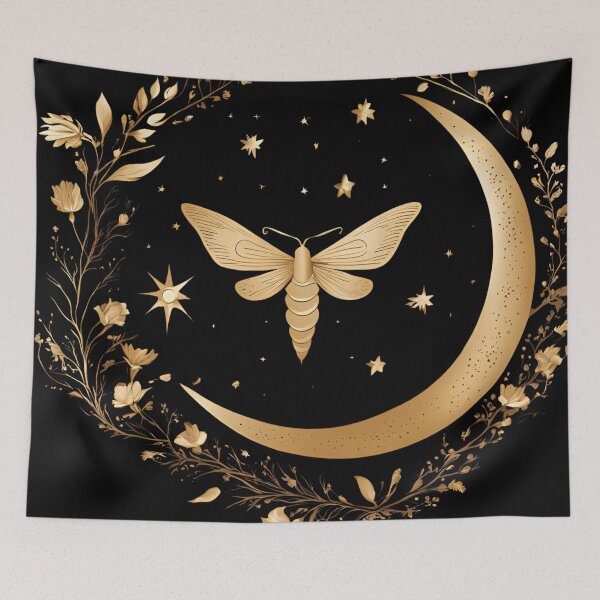 Item preview, Crescent Moon & Moth Print designed and sold by Invisible-Cult.