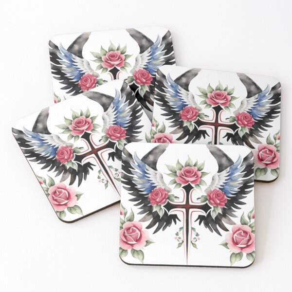 Item preview, Winged floral cross designed and sold by Roxburylane.