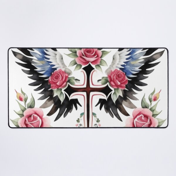 Item preview, Winged floral cross designed and sold by Roxburylane.