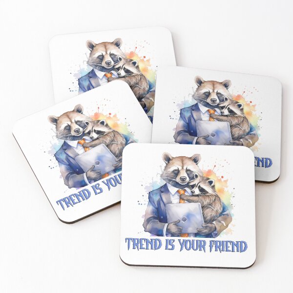 Item preview, Raccoon and bear, bear market, forex, trading, trend is your friend, inscription, bearish game designed and sold by Eamornia.