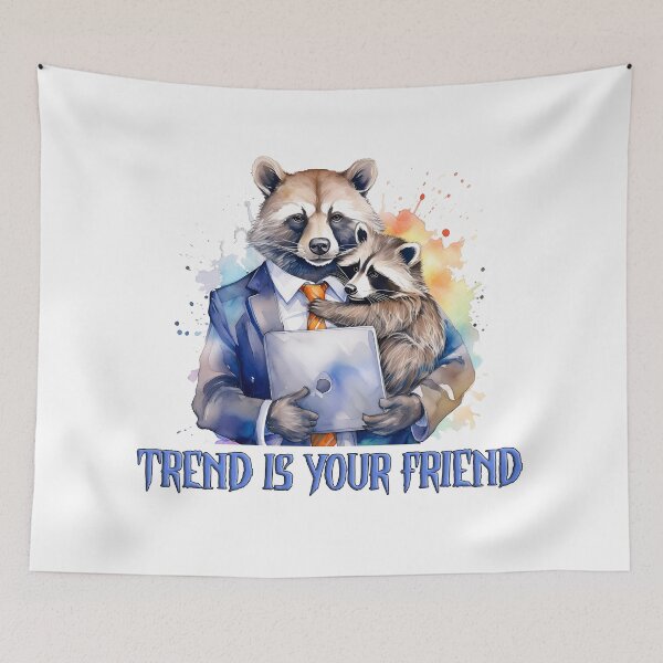Item preview, Raccoon and bear, bear market, forex, trading, trend is your friend, inscription, bearish game designed and sold by Eamornia.