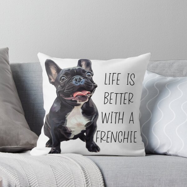 Item preview, Life is better with a Frenchie dog , French bulldog quote, and paw prints designed and sold by Inktown.