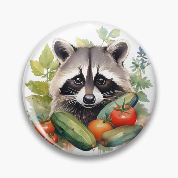 Item preview, Raccoon with vegetables, gardener, cucumbers and tomatoes designed and sold by Eamornia.