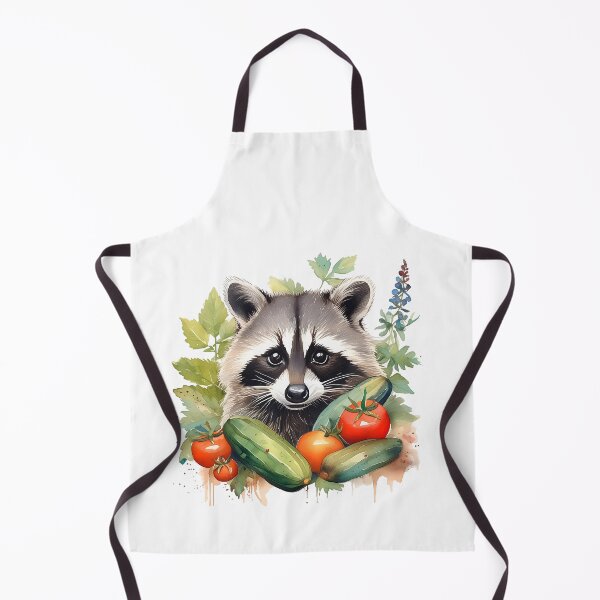 Item preview, Raccoon with vegetables, gardener, cucumbers and tomatoes designed and sold by Eamornia.