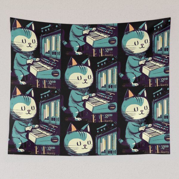 Item preview, Cat synthesizer, cute cat playing musical instrument designed and sold by Merchattack.