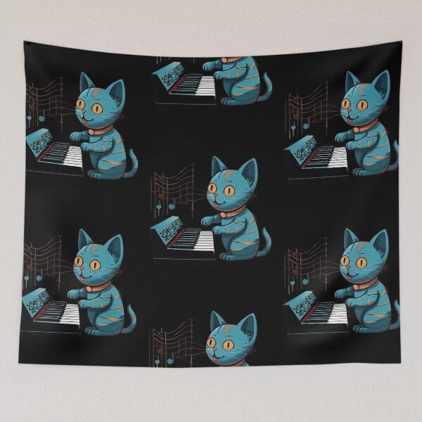 Item preview, Cat synthesizer, cute cat playing musical instrument designed and sold by Merchattack.