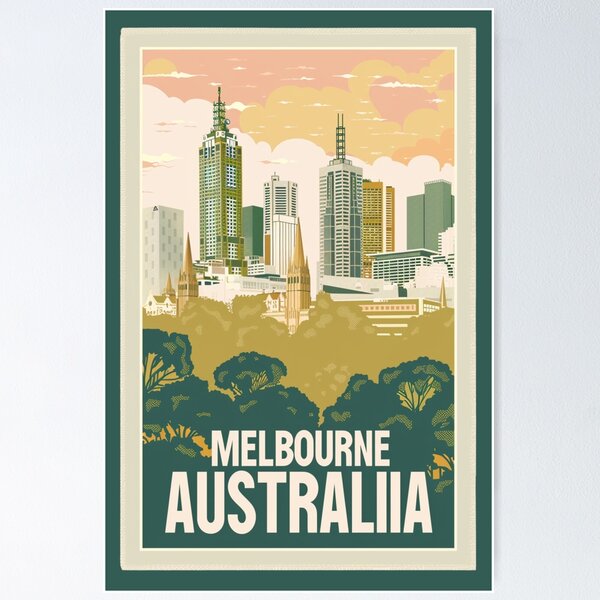 Item preview, A Vintage Travel Art of Melbourne - Australia  designed and sold by GoodOldVintage.