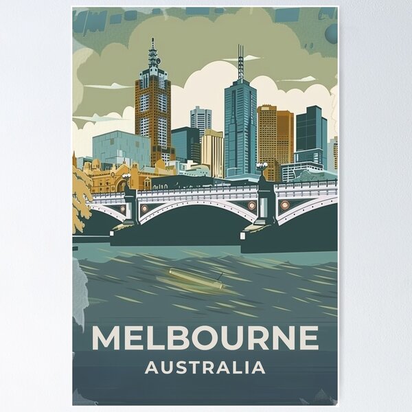 Item preview, A Vintage Travel Art of Melbourne - Australia  designed and sold by GoodOldVintage.