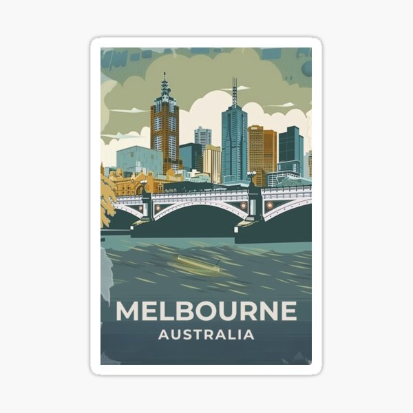 Item preview, A Vintage Travel Art of Melbourne - Australia  designed and sold by GoodOldVintage.