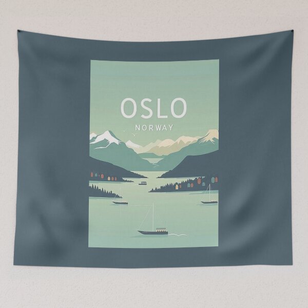 Item preview, A Vintage Travel Art of Oslo - Norway  designed and sold by GoodOldVintage.