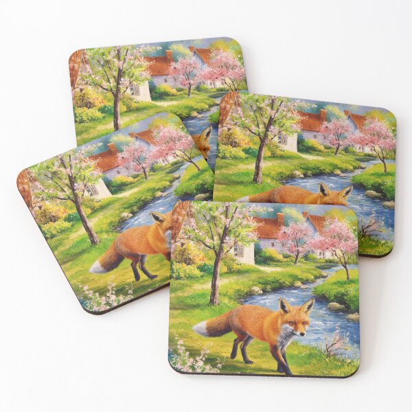 Artikelvorschau, Fuchs-Porträt. Frühlingszeit, Blumenfuchs, Vintage-Fuchs, Fuchs-Malerei, Camille Pissarro-Stil entworfen und verkauft von FoxVibes.
