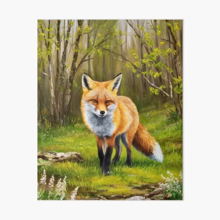 Item preview, Fox Portrait. Spring season, floral fox, vintage fox, fox painting, Camille Pissarro style designed and sold by FoxVibes.