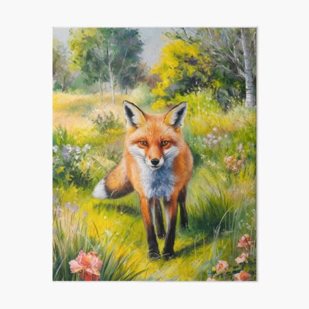 Item preview, Fox Portrait. Spring season, floral fox, vintage fox, fox painting, Camille Pissarro style designed and sold by FoxVibes.