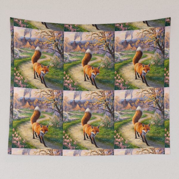 Artikelvorschau, Fuchs-Porträt. Frühlingszeit, Blumenfuchs, Vintage-Fuchs, Fuchs-Malerei, Camille Pissarro-Stil entworfen und verkauft von FoxVibes.