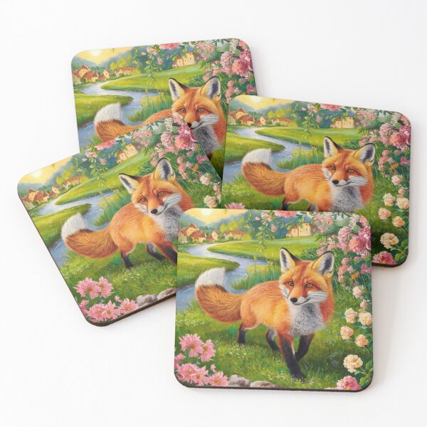Artikelvorschau, Fuchs-Porträt. Frühlingszeit, Blumenfuchs, Vintage-Fuchs, Fuchs-Malerei, Camille Pissarro-Stil entworfen und verkauft von FoxVibes.