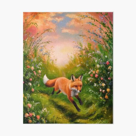 Item preview, Fox Portrait. Spring season, floral fox, vintage fox, fox painting, Camille Pissarro style designed and sold by FoxVibes.