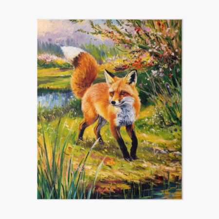 Item preview, Fox Portrait. Spring season, floral fox, vintage fox, fox painting, Camille Pissarro style designed and sold by FoxVibes.