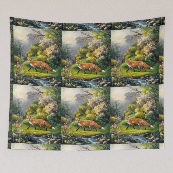 Artikelvorschau, Fuchs-Porträt. Frühlingszeit, Blumenfuchs, Vintage-Fuchs, Fuchs-Malerei, Camille Pissarro-Stil entworfen und verkauft von FoxVibes.