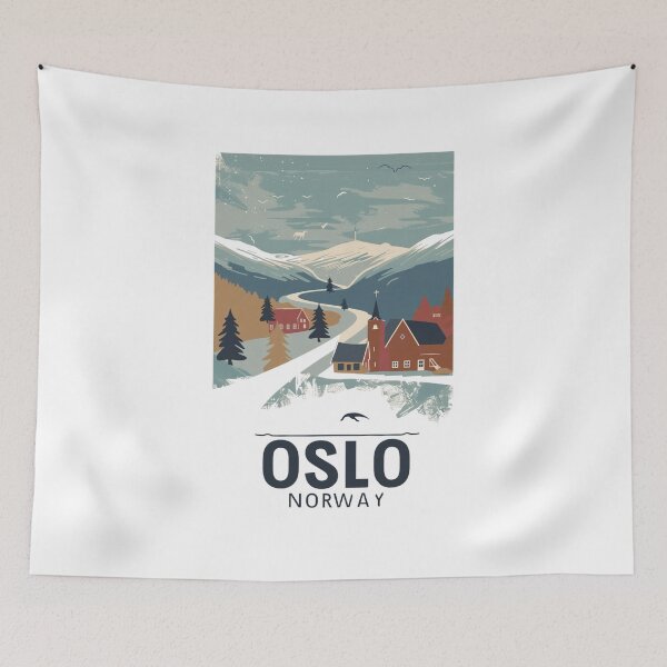 Item preview, A Vintage Travel Art of Oslo - Norway  designed and sold by GoodOldVintage.