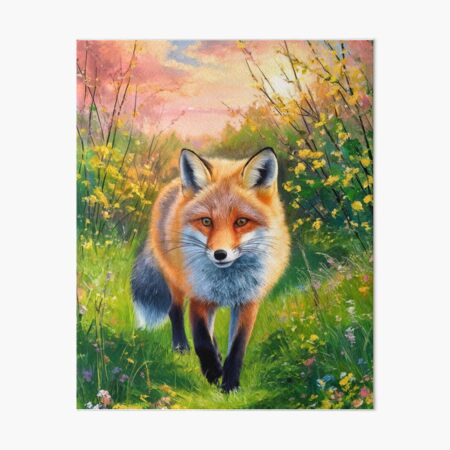 Item preview, Fox Portrait. Spring season, floral fox, vintage fox, fox painting, Camille Pissarro style designed and sold by FoxVibes.
