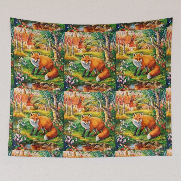 Artikelvorschau, Fuchs-Porträt. Frühlingszeit, Blumenfuchs, Vintage-Fuchs, Fuchs-Malerei, Camille Pissarro-Stil entworfen und verkauft von FoxVibes.