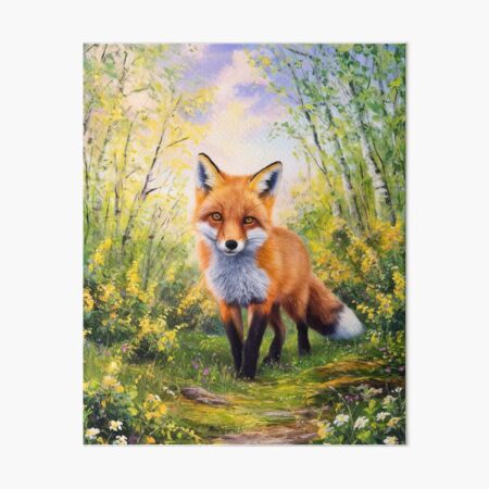 Item preview, Fox Portrait. Spring season, floral fox, vintage fox, fox painting, Camille Pissarro style designed and sold by FoxVibes.