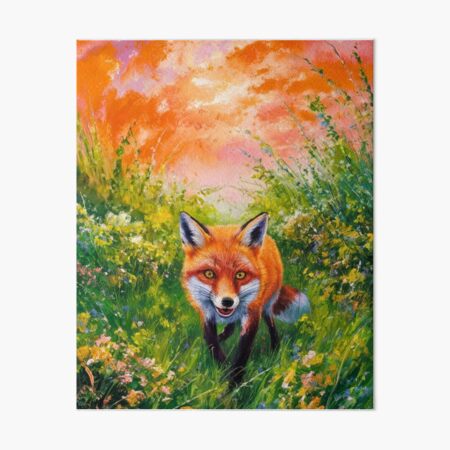 Item preview, Fox Portrait. Spring season, floral fox, vintage fox, fox painting, Camille Pissarro style designed and sold by FoxVibes.