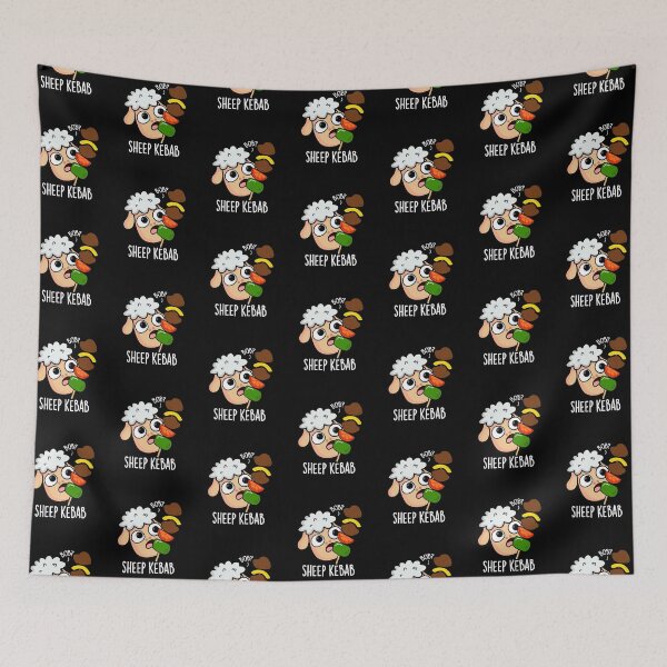 Item preview, Sheep Kebab Funny Shish Kebab Pun (Dark BG) designed and sold by punnybone.