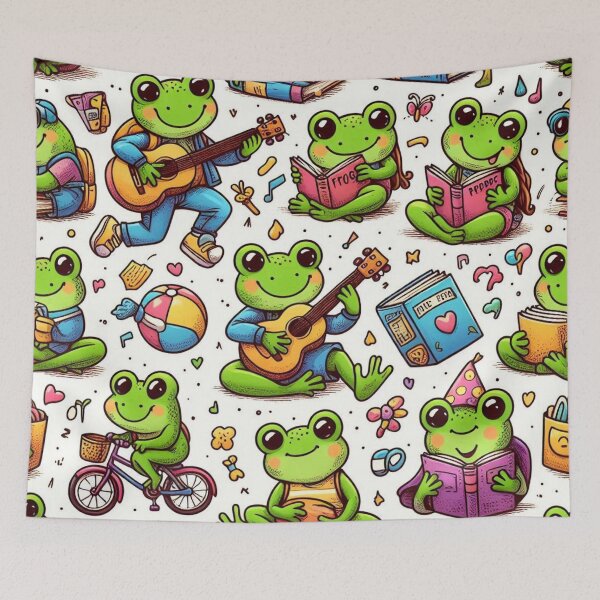 Item preview, Frog doodles pattern designed and sold by FLATVAC STICKER.