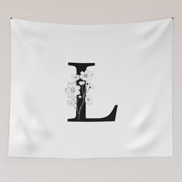 Item preview, Black Letter L Monogram with Flowers designed and sold by To the Lua.