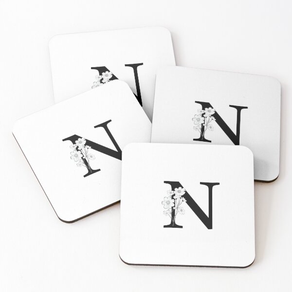 Item preview, Black Letter N Monogram with Flowers designed and sold by To the Lua.