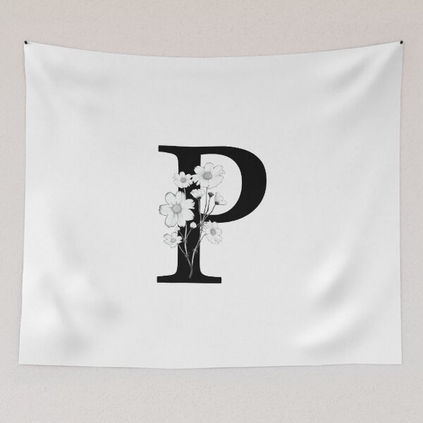 Item preview, Black Letter P Monogram with Flowers designed and sold by To the Lua.
