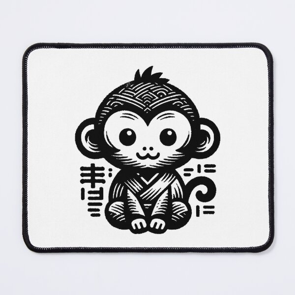 Item preview, Monkey Art | Urban Zen Wear Minimalistic Monochrome Illustrator Design designed and sold by NipponLifestyle.