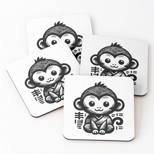 Item preview, Monkey Art | Urban Zen Wear Minimalistic Monochrome Illustrator Design designed and sold by NipponLifestyle.